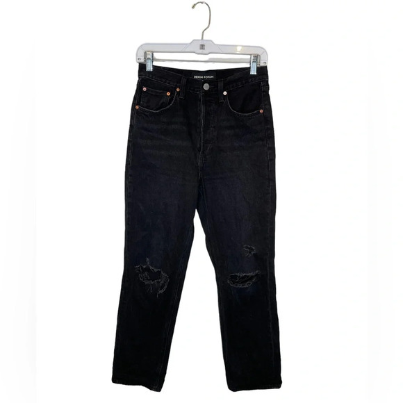 Denim Forum Aritzia The Bonet High Rise Loose Black Jeans Distressed Size 25 - Picture 2 of 10